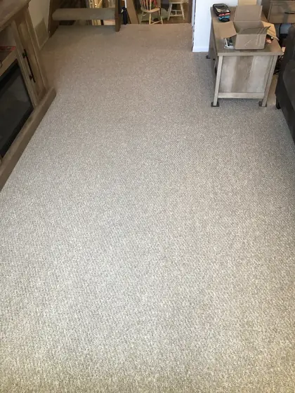 The same living room carpet clean and even in color after cleaning