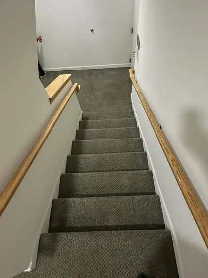 The same staircase and landing clean and even after liquid dry cleaning